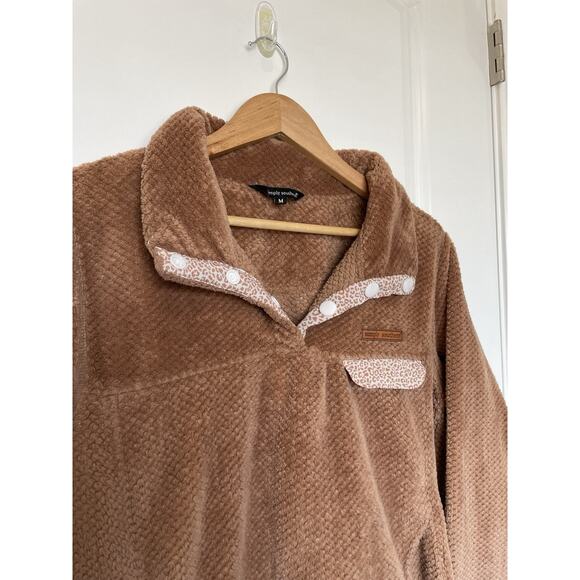 Simply Southern Soft Cozy Casual Leopard Trim Pullover Sweatshirt Size Medium - Picture 3 of 14